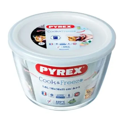 Pyrex Cook & Freeze Récipient Rond Ø 16 - Lt 1,6 En Verre Ultra Résistant