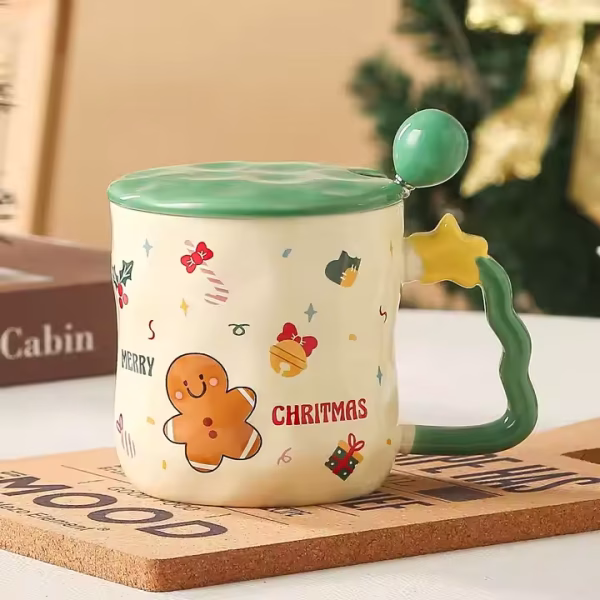 MUG EN CERAMIQUE CHRISTMAS ETOILE 380 ML VERT