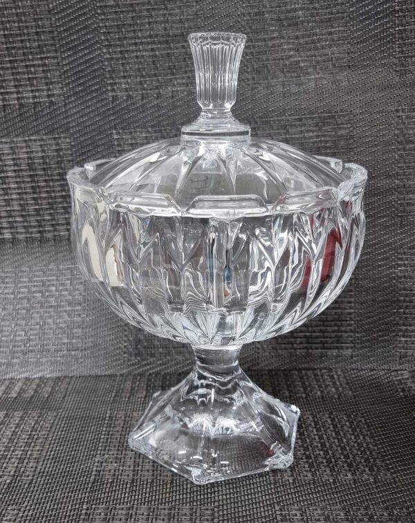 Bonbonnière en Verre sur Pied RAYURES 16.5 CM