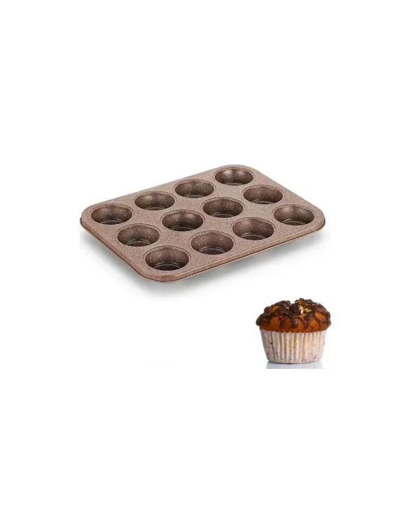 Moule à Muffins KORKMAZ - 12 Pièces - GRANIT (A652)