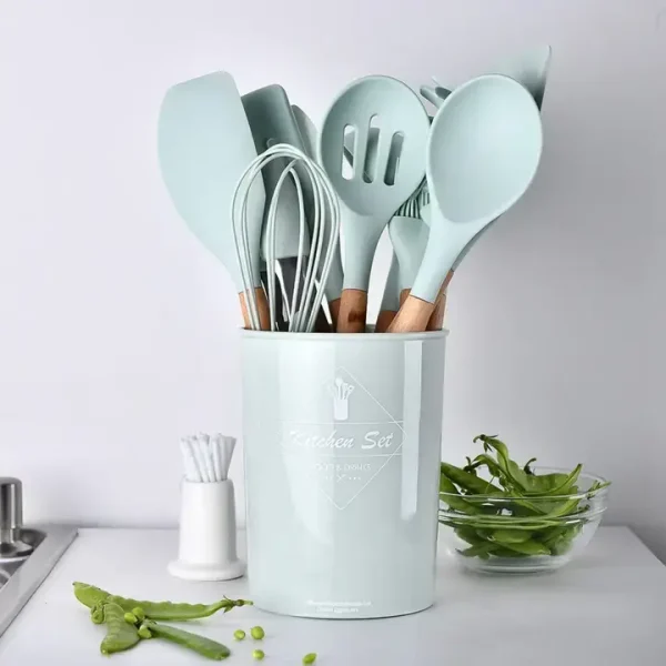 Set D'ustensiles De Cuisine En Silicone vert