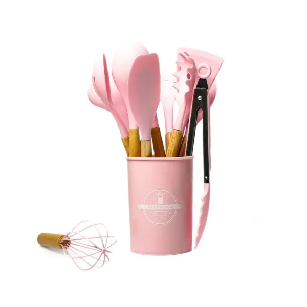 Set D'ustensiles De Cuisine En Silicone rose