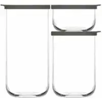 set de 3 Pot En Verre LAV DUO Avec Couvercle