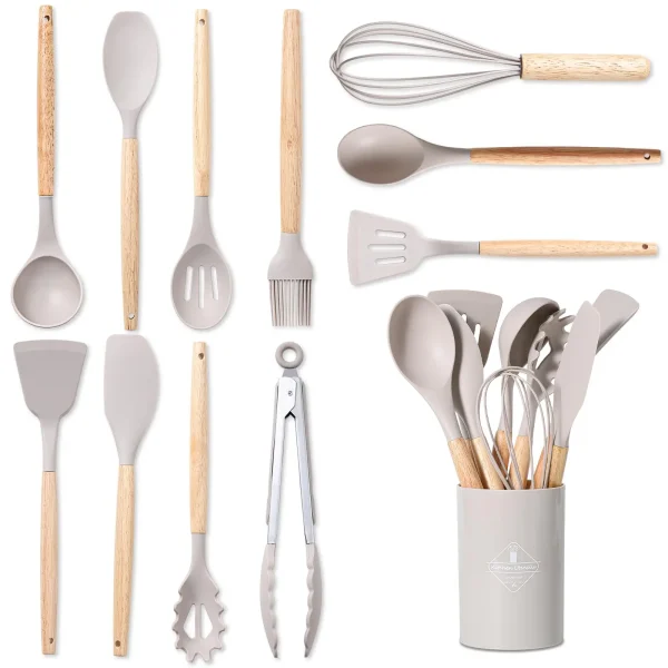 Set D'ustensiles De Cuisine En Silicone Noir grége