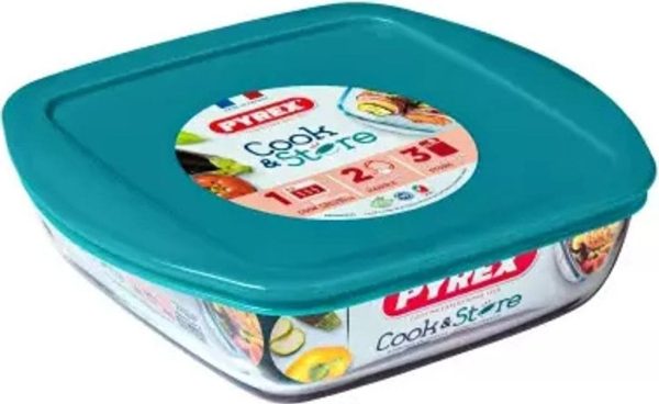 Pyrex Plat à four - avec couvercle - Cook & Store - 20 x 17 x 6 cm / 1 litre