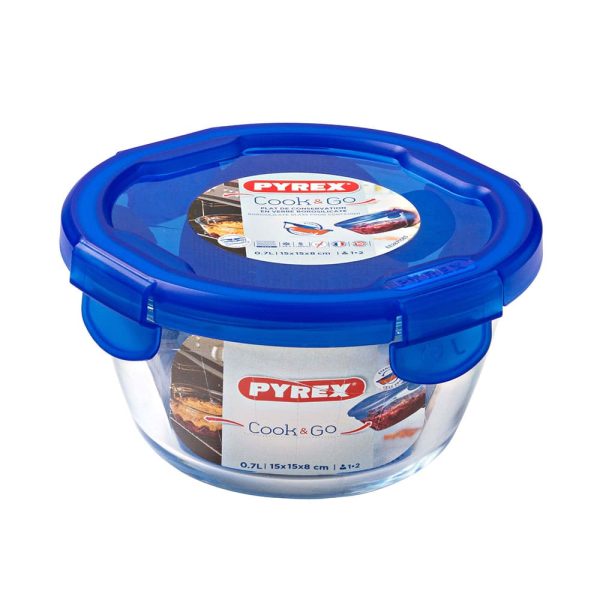 Plat rond Pyrex Cook & Go avec couvercle 15x18 cm 0.2L