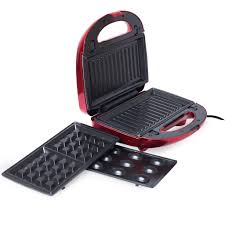 Appareil De Cuisson 3en1 Florence Panini Gaufre Zouza HK-213R Rouge