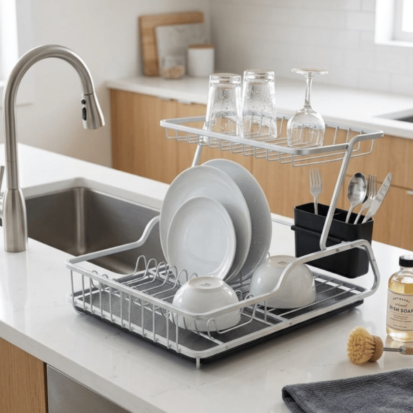 Égouttoir à vaisselle en aluminium - GRIS/NOIR - 50×35.2×27 CM