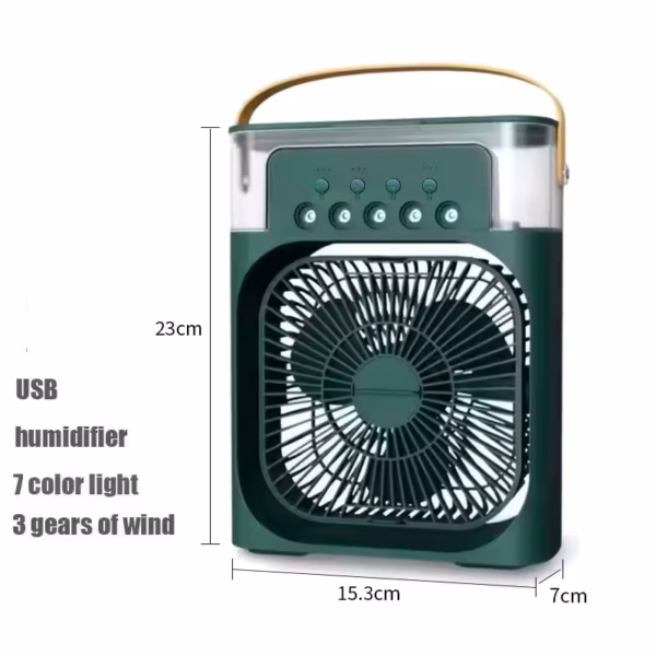 Mini Ventilateur Portable multifonction 3 en 1 avec affichage LED VERT