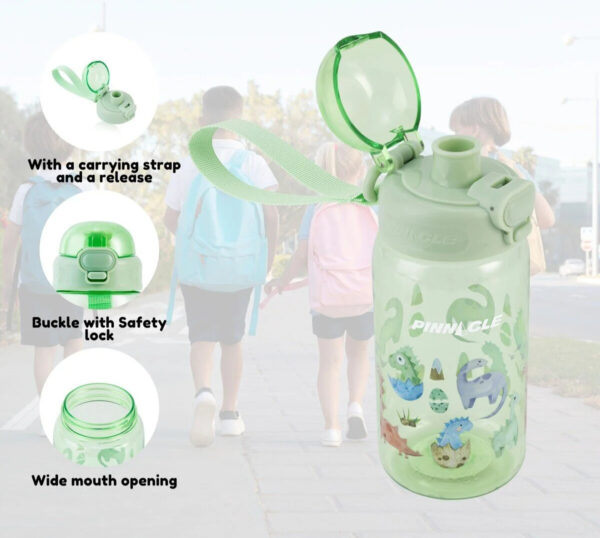 Bouteille d'eau PROMIST Pinnacle pour enfants avec paille et dragonne-600ml- VERT