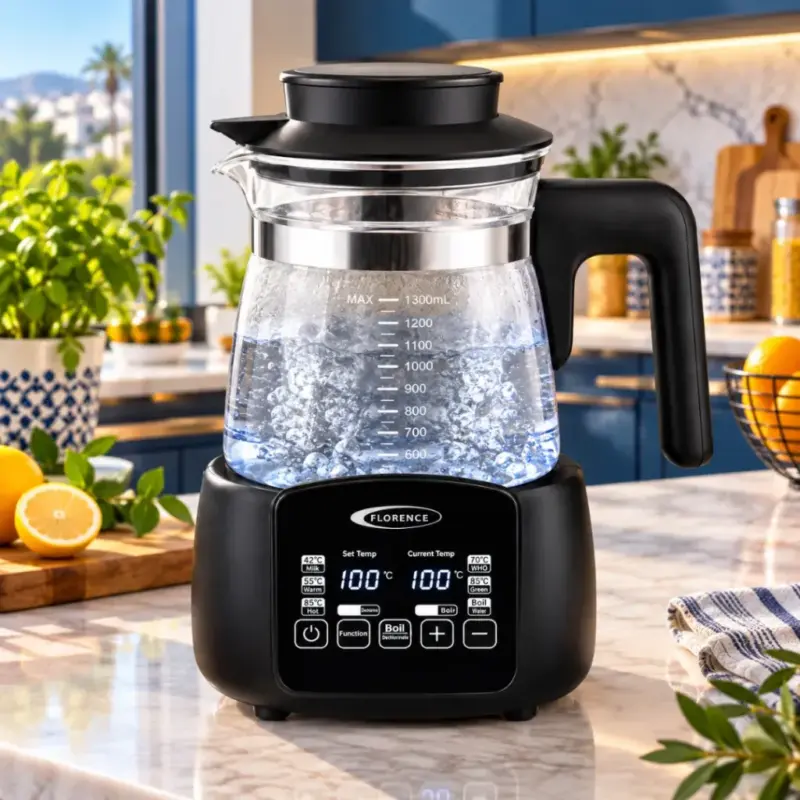 HK498 Bouilloire Electrique Tactile Florence en Verre 13L 600W | Krichen Distribution
