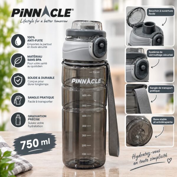 Bouteille d'eau Pinnacle PRESCO 750ML GRIS