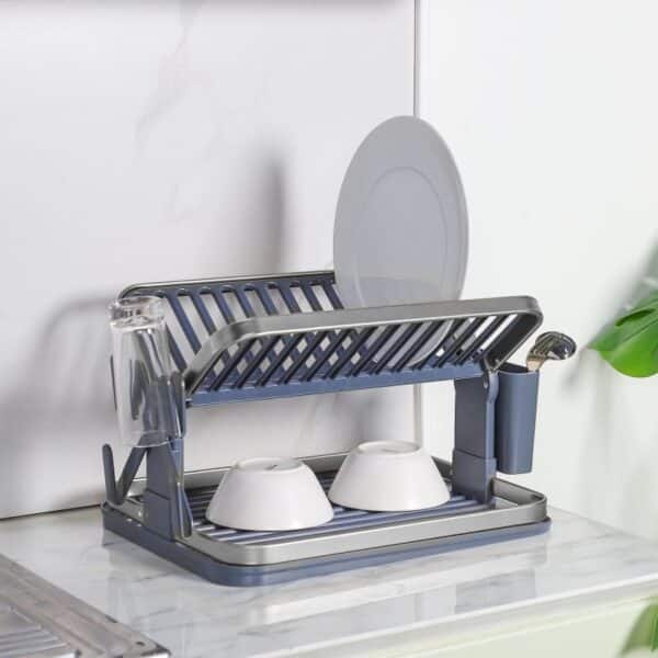 Égouttoir de Cuisine 2 Niveaux en Aluminium