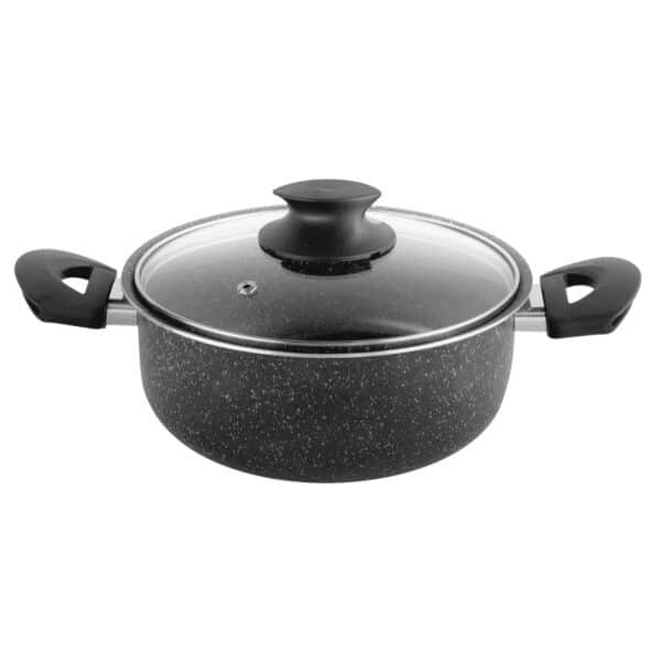 FAITOUT Ø26 CM AVEC COUVERCLE GRANITE BLACK WINOX