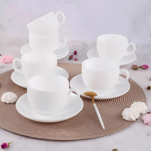 Lot De 6 Tasses A Café Avec Sous Tasses Luminarc Blanc 9cl
